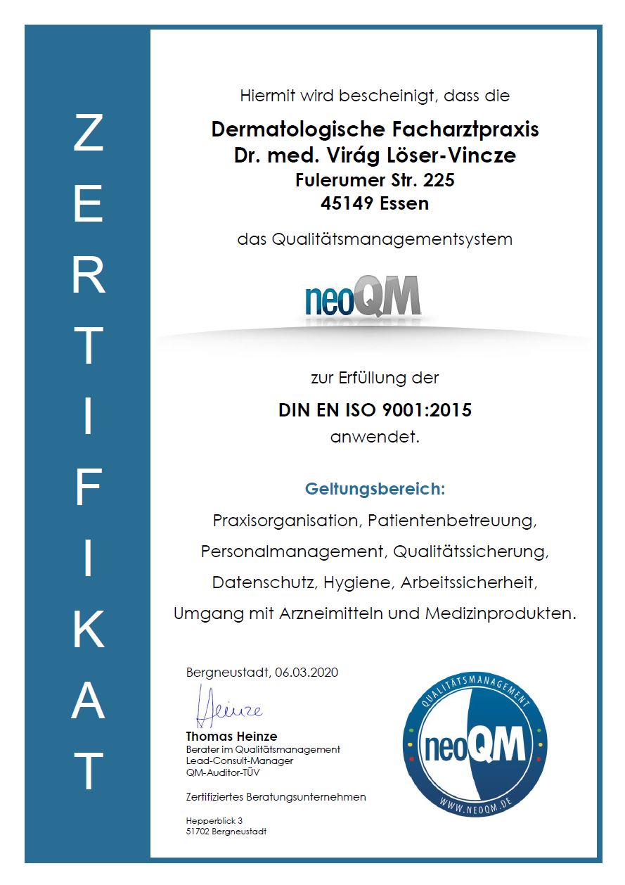 Zertifikat neoQM