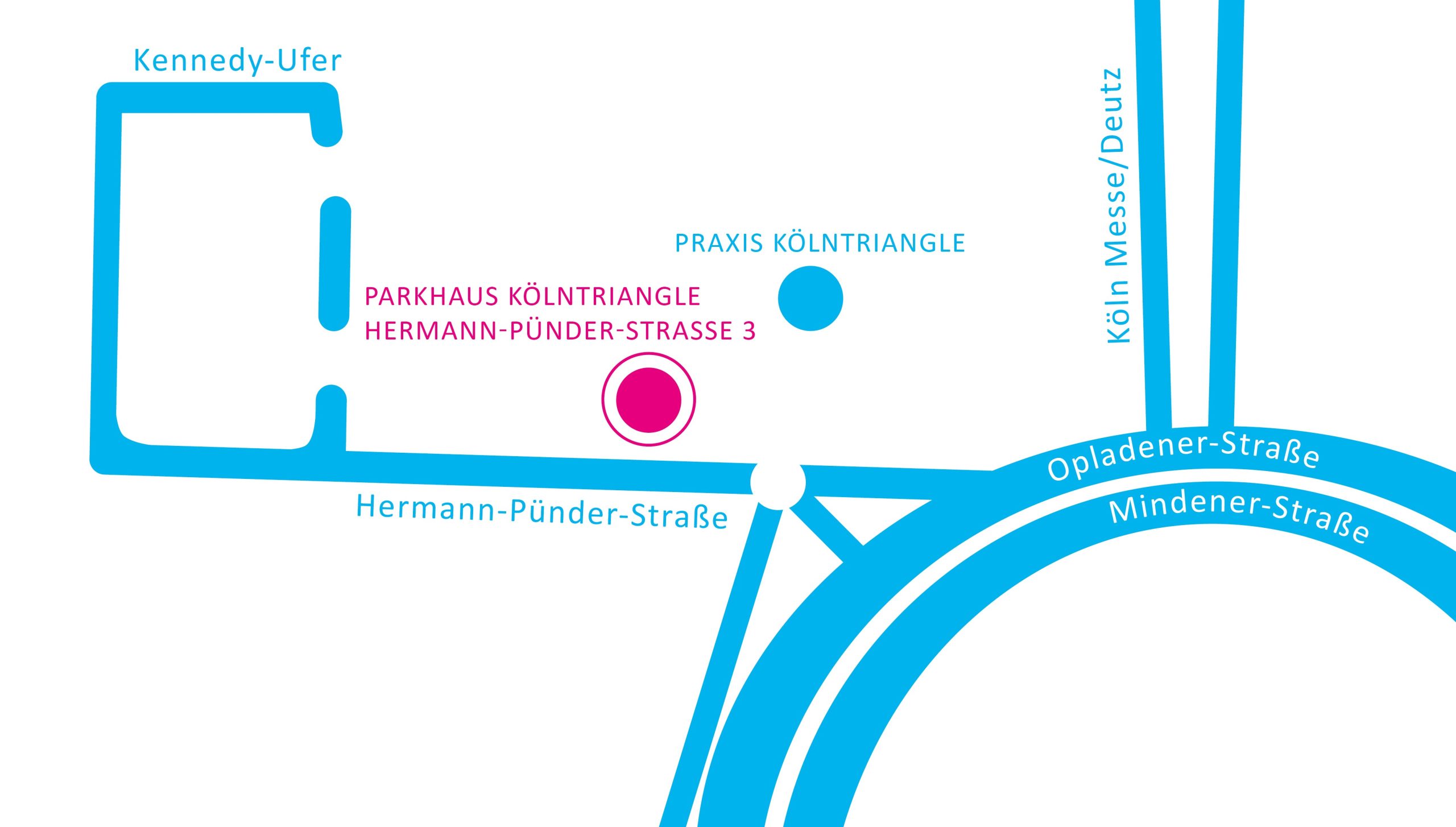 Anfahrtsskizze Parkhaus KölnTriangle Hermann-Pünder-Str, 50679 Köln